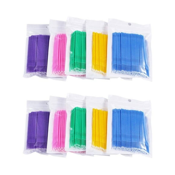 EeaseMX 500 varillas de limpieza para pestañas postizas, hisopos de algodón bordados, pegamento para pestañas, cepillo desechable para pestañas postizas.