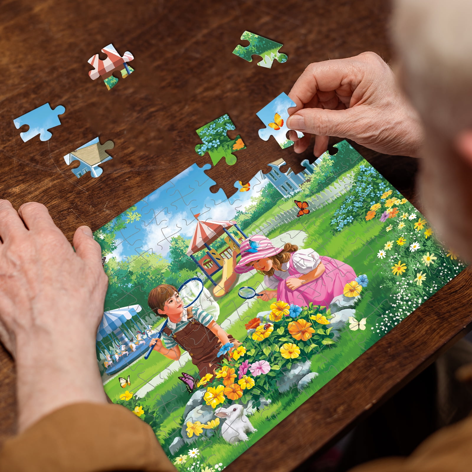 Sunhigh Dementia Puzzles for Elderly, Set of 2-100 Piece Jigsaw Puzzle, Alzheimer’s Products and Activities for Seniors Childhood Adventure Days