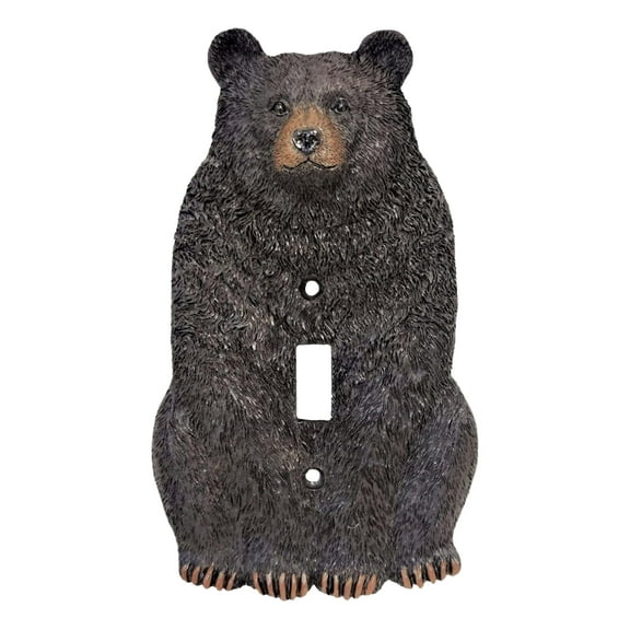Rustic Light Switch Cover - Black Bear Single Toggle Switch Plate - Decorative Animal Wall Plate for Cabin Decor, Lodge, Wildlife and Nature Themes - Ideal Gift for Outdoor Nature Lovers