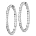 thumbnail image 2 of Primal Silver Sterling Silver Rhodium-plated Cubic Zirconia 80 Stones In and Out Hoop Earrings, 2 of 4
