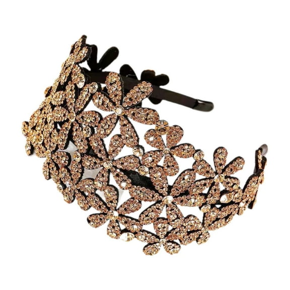Sharplace Wide Headband Bling Hair Band Jeweled Hair Hoop Headpiece Glitter Flower Hairband for Friends Reunions Birthdays Girls Women