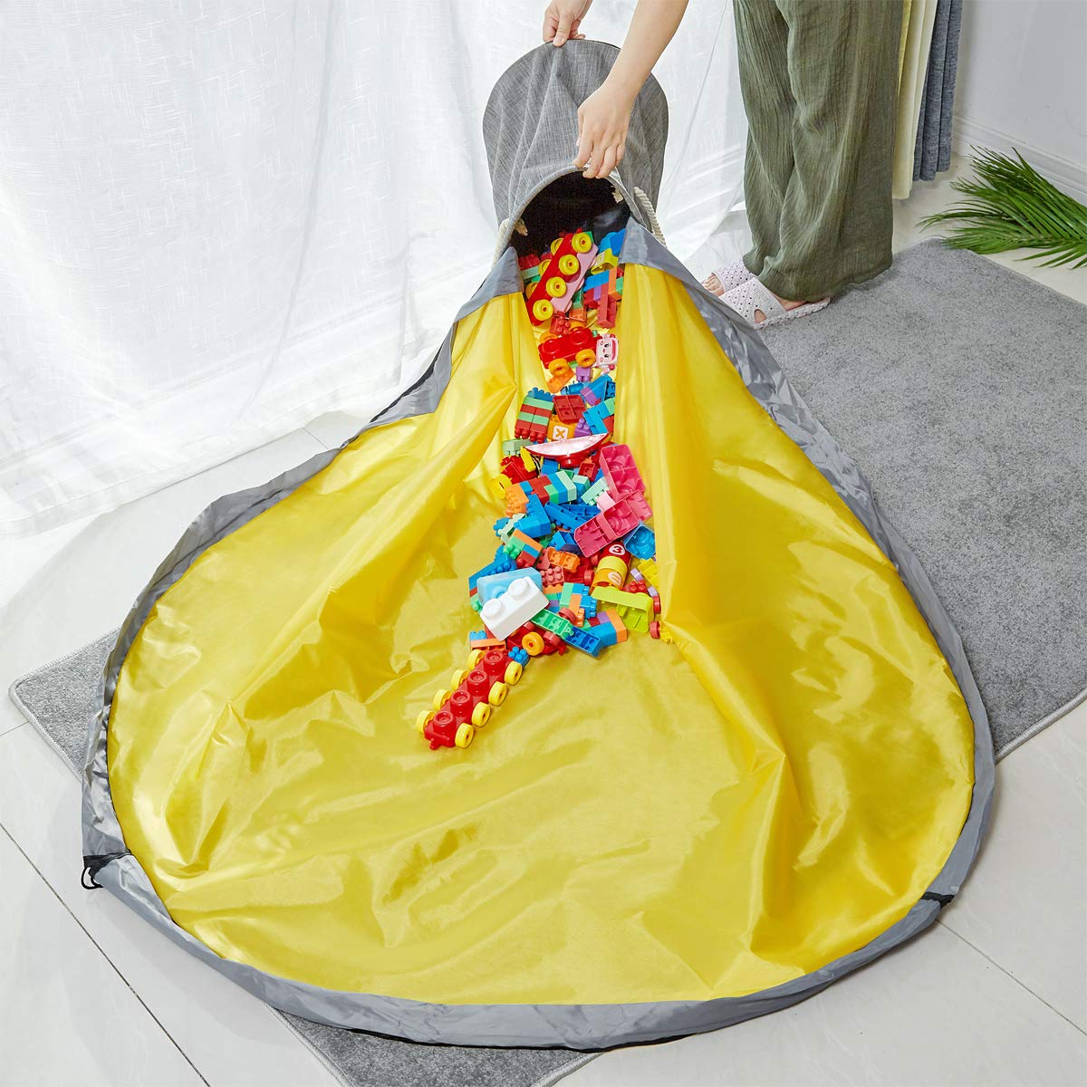 Rexmica Sac organisateur de rangement pour jouets en 4 pièces compatible avec les briques de jouets, étui organisateur de voyage pour blocs de construction, jouets de voiture, poupées, travaux manuels