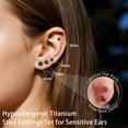 thumbnail image 5 of Limerencia Hypoallergenic Titanium Jewelry Flat Back Cartilage Earrings, Cubic Zirconia Studs, Pack of 4 Pairs, 5 of 9