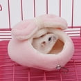 thumbnail image 1 of Cama cálida para hámster, nido para dormir para hámster, suave y acogedor, para invierno, cueva para conejillos de indias, hábitat para jerbos, Rosa, 1 of 8