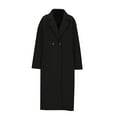 thumbnail image 4 of HTNBO Women's Winter Double Breasted Wool Coat Long Sleeve Notch Lapel Long Trench Coat, 4 of 6