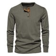 thumbnail image 5 of Oazcsf Long Sleeve Corduroy Shirt for Men Thermal Henley Button Undershirts Lightweight Casual Pullover Sweater Winter Knit Big and Tall Men's Tops, 5 of 6