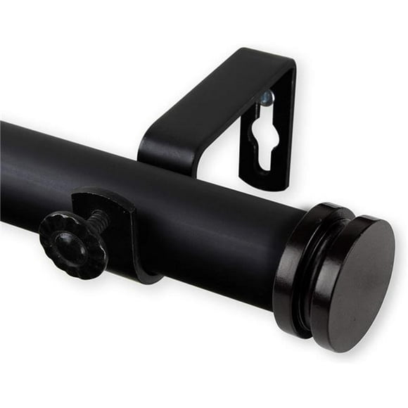Central Design 100-50-662 1 in. Cap Curtain Rod with 66 to 120 in. Extension&#44; Black