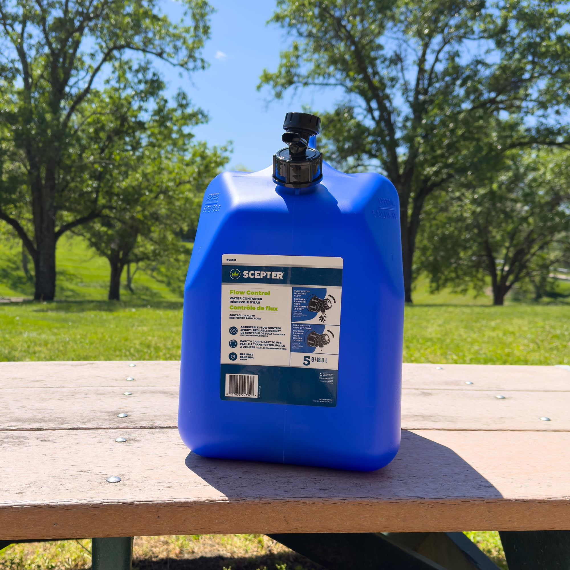 Scepter 5 Gallon Camping Water Storage Container with Leak-Proof Spigot and Handle