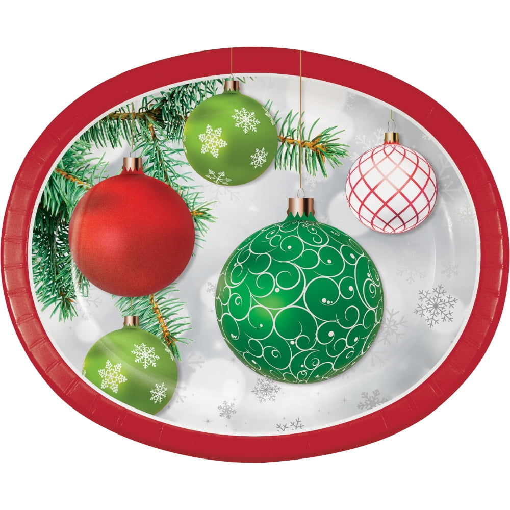 Upscale Ornaments Paper 8 Ct 10 x 12" Oval Banquet Plates Platters