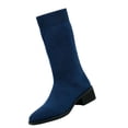 thumbnail image 2 of Women's Chunky Heel Mid Calf Boots, Plus Size Knit Pointed Toe Chunky Heel Casual Boots with Breathable Lining, Trendy Footwear for Daily Party Wear, 2 of 6