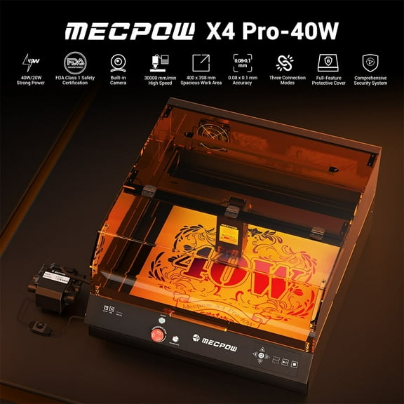 X4 Pro Laser Engraver, 22W High Accuracy & Air Assist, Auto Fan, Enclosed Cutter Machine for Metal Acrylic Leather DIY