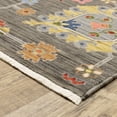 thumbnail image 4 of 6' X 9' Grey Charcoal Yellow Blue Rust Red Pink Green And Ivory Oriental Power Loom Stain Resistant Area Rug With Fringe, 4 of 5