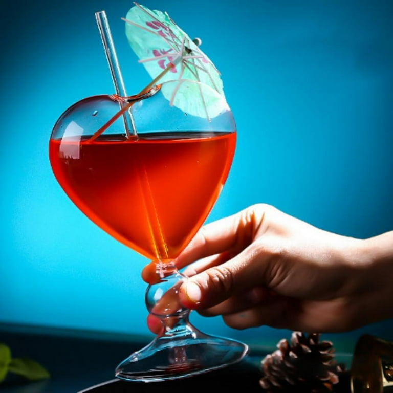 Heart-shaped Glass Red Wine Glass,10.5fl.oz Creative Glass Juice Glass Cocktail Glass Glass Wine Glass,Valentine's Day Gift, Size: One size