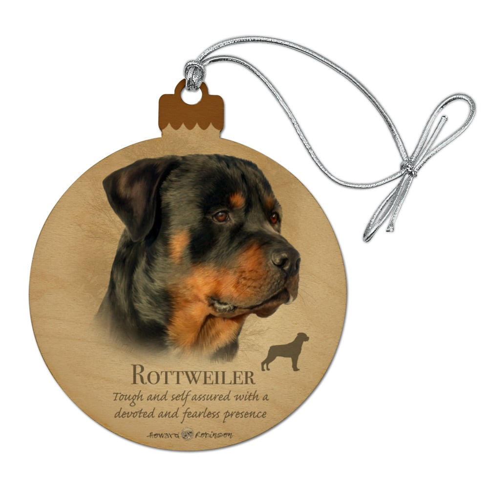 Rottweiler Rottie Dog Breed Wood Christmas Tree Holiday Ornament