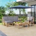 thumbnail image 2 of Sesslife 6 Wood Sectional Outdoor Conversation Sets with Sofa and Table, Natural/Light Gray, 2 of 9