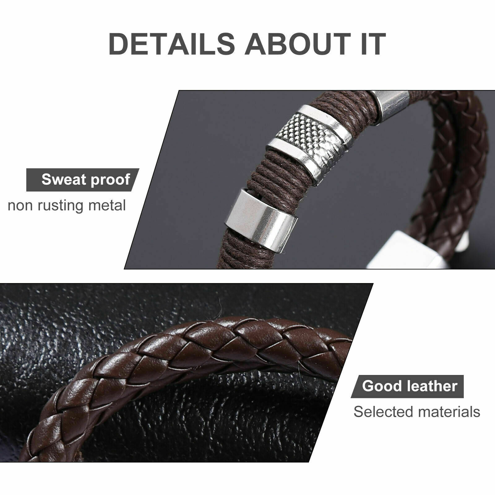 5mm Flat Braided Leather Bracelets | Set A | 8 Colors | Magnetic Closure | Unisex Metallic Bronze