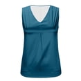 thumbnail image 4 of ctdiral Womens Satin V Neck Tank Tops Summer Sleeeveless Tanks Solid Color Loose Fit Tunic Tops Elegant Office Work Blouse Blue XL, 4 of 8
