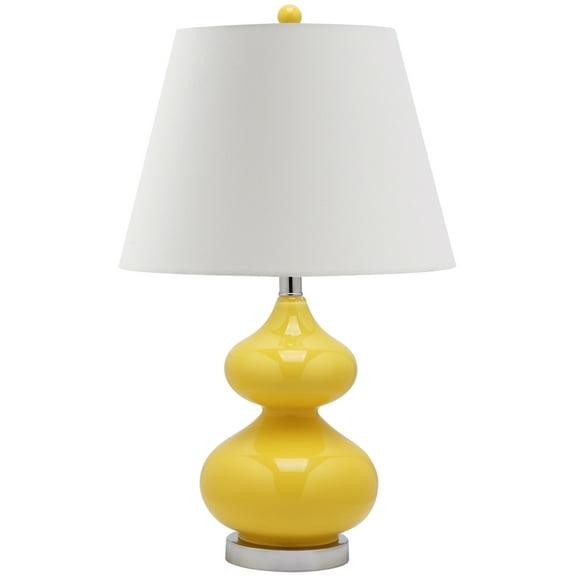 SAFAVIEH Eva 24 in. H Double Gourd Glass Table Lamp, Yellow