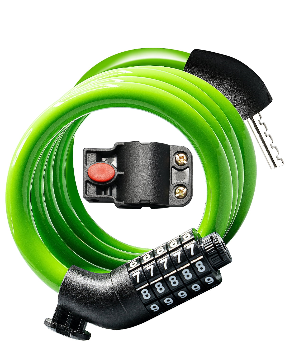 MIHOVER 2PCS Bike LockCable with Combination,High Security 5-Digit Resettable Combination Bicycle Lock Anti-Theft, Scooter Lock with Mounting Bracket for Bikes and Scooters