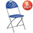 thumbnail image 4 of Emma + Oliver 8 Pack 650 lb. Capacity Blue Plastic Fan Back Folding Chair, 4 of 15