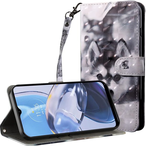 for Xiaomi Redmi A1 Wallet Case with Card Slot Holder Kickstand - Lovely Colorful Pattern PU Leather Flip Phone Case Cover for Xiaomi Redmi A1 Dog Husky