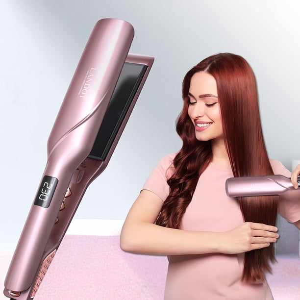 Plancha de pelo LANDOT de ancho plano - Plancha de cer�mica profesional de 1,75" para un peinado m�s r�pido y un brillo extra - Voltaje dual, ajust