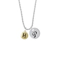 thumbnail image 2 of Delight Jewelry Goldtone Capital Letter - H - Pebble Disc - Silvertone Script Initial Disc - P - Charm Necklace, 20"+3", 2 of 4