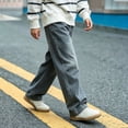 thumbnail image 6 of Boys Wide Leg Jeans, Solid Color Loose Straight Leg Full Length, Casual Fashion Denim Pants For Kids Blue 10-11Years, 6 of 7