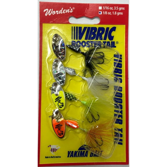 Yakima Bait Worden's Vibric Rooster Tail Fishing Lure, Assorted Colors, 1/8 oz., 4 Count, 4454 Y869
