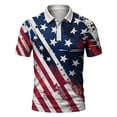 thumbnail image 4 of Conairie Mens 4th of July Polo Shirts Button Stand Collar Short Sleeve Patriotic Golf Shirt American Falg Print Holiday Commemorative Tops Blue L, 4 of 4