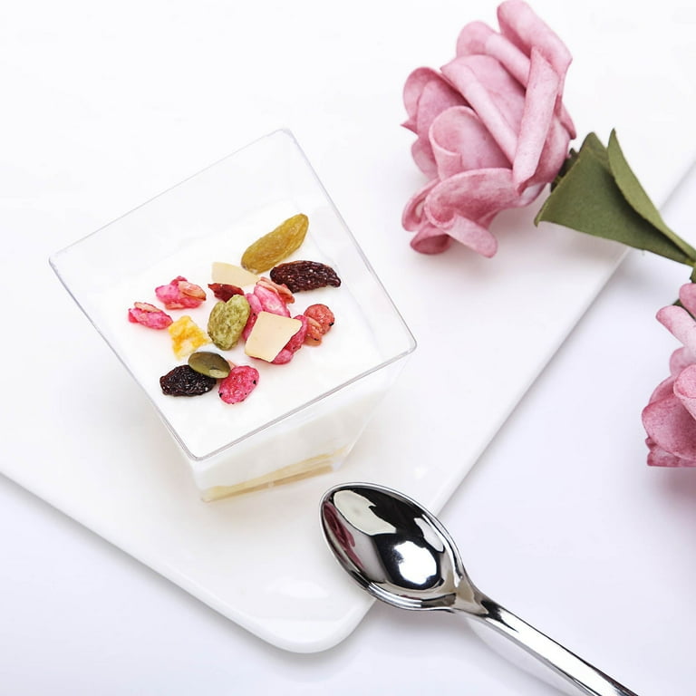 50 Pack - Clear 2.25 x 2.25 Appealing Mini Square Disposable Dessert Plate