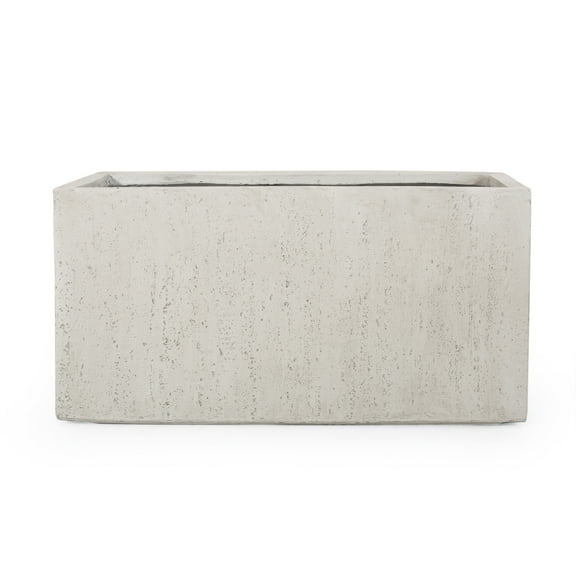 Bailor Outdoor Cast Stone Rectangular Planter, White