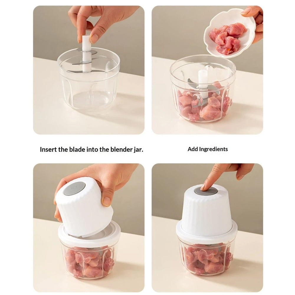 250ML Electric Garlic Chopper, 3 Blades Garlic Grinder Mini Vegetable Chopper, USB Portable Veggie Chopper, Onion Mincer, Food Processor for Ginger, Chili, Fruit, Meat
