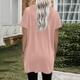 thumbnail image 4 of LYXSSBYX Summer Tops for Women 2024 Short Sleeve Women's Solid Color Hooded Drawstring Round Neck Short Sleeved T-Shirt Loose Top, 4 of 6
