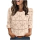 thumbnail image 2 of Craaazy Women's Relaxed Fit Crew Neck Blouse, Solid Color 3/4 Sleeve Lace Eyelet Top, Loose Comfy Floral Lace Casual Tee for Spring & Summer Gifts, 2 of 6