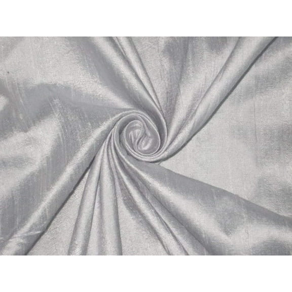 100% Pure SILK Dupioni FABRIC Light whiteish Silver colour 54quot; wide DUP130[1]