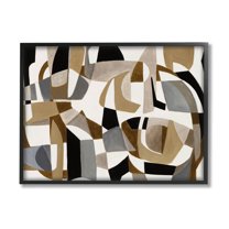 Brown Overlapping Geometric Shapes Abstract Painting Black Framed Art Print Wall Art