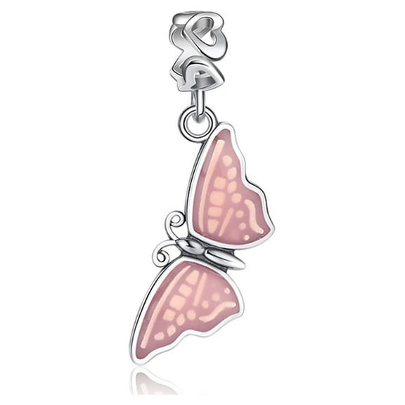 Butterfly Charm European Bead Sterling Silver Pink Ginger Lyne Collection