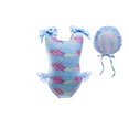thumbnail image 2 of Toddler One Piece Swimsuit Swim Cap Set Girl Bow Ruffle Swimwear Bathing Suit-2pcs/set(Little Girls),4-5 Years, 2 of 5