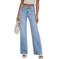 thumbnail image 5 of Ladies' Retro High Waist Straight-Leg Jeans - Classic Denim Pants, Light Blue Size L, 5 of 6
