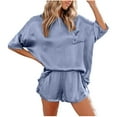 thumbnail image 2 of BONIXOOM Couples Christmas Pajamas Silk Pajamas For Women Loungewear None Short Sleeve Solid Sleepwear Sets Gray S, 2 of 6