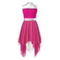 thumbnail image 2 of YiZYiF Kids Girls Worship Dance Tunic Sleeveless Metallic Praise Dance Dress Lyrical Liturgical Dancewear Hot Pink 8, 2 of 5