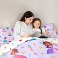 thumbnail image 4 of Erosebridal Magical Cartoon Princess Bedding Sets Queen Size,Fairy Tale Castle Comforter Sets with Sheets,Purple Rainbow Floral Bed in a Bag Queen Size,Lightweight Bedroom Decor Reversible,7-Piece, 4 of 7