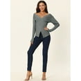 thumbnail image 3 of Women's Long Sleeve V Neck Criss Cross Sweater Casual Fall Outfits L Grey, 3 of 6
