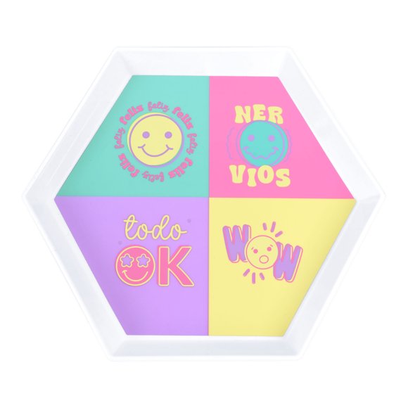 Plato Geométrico Prichos Happy Days! de Plástico Multicolor 1 Pieza