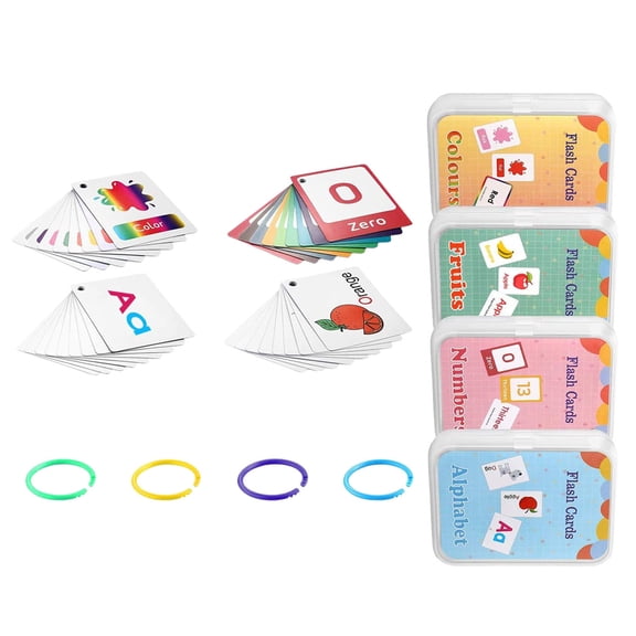 ETHZZLE 4Pcs Letter Numbers Flash Cards Assorted Color Study Tool for Home Word Recognition