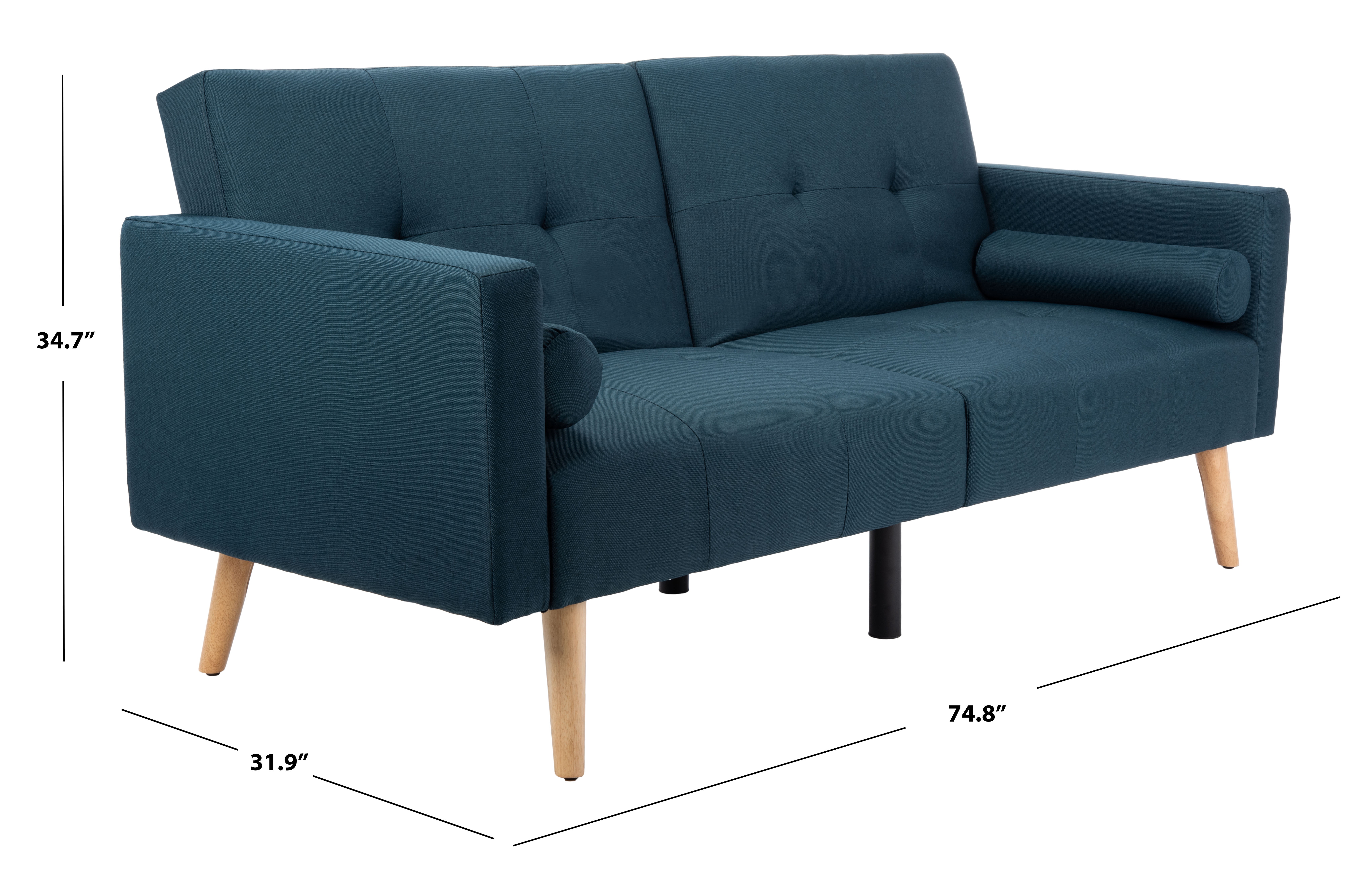 Safavieh Murray Mid-Century Foldable Futon Bed, Navy/Natural