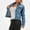 Blue, variant on Zefriona Womens Slim Fit Denim Jacket Beaded Detail Long Sleeve Button Down Casual Jean Coat Blue Size L