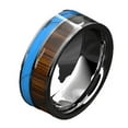 thumbnail image 2 of Tungsten Rings for Men Wedding Bands for Him Womens Wedding Bands for Her 8mm Silver Turquoise & Koa Wood Wedding Band Jewelry, 2 of 5