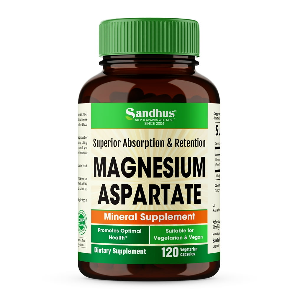 Sandhu's Magnesium Aspartate 120 Vegetarian 120 Capsules